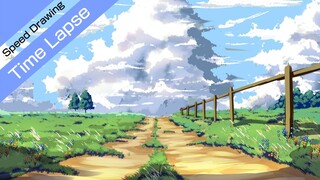 The Grassland Road background digital speed painting