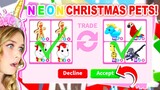 Trading NEON CHRISTMAS PETS ONLY In Adopt Me! (Roblox)