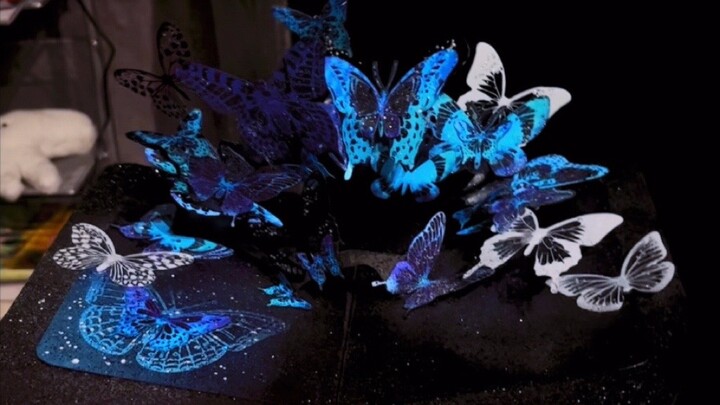 Buku Pop-up Buatan Tangan】-Blue Butterfly Universe