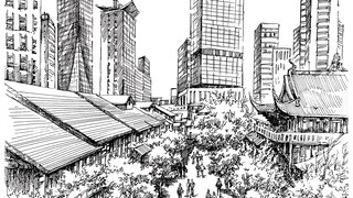 很少有人教你画的城市速写技法-繁华都市高楼林立怎样画出空间感