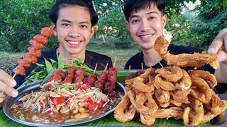 พุงแซลมอนทอดกรอบๆ ไก่ย่างตับย่างส้มตำแซ่บๆ