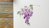 [Painting]Watercolor painting tutorial: Coloring Wisteria flowers