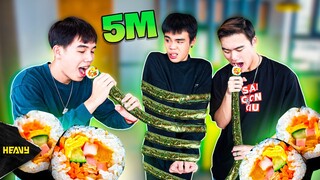 Thử Thách Làm Cơm Cuộn Kimbap Hàn Quốc Siêu Dài 5 Mét !!! | HEAVY