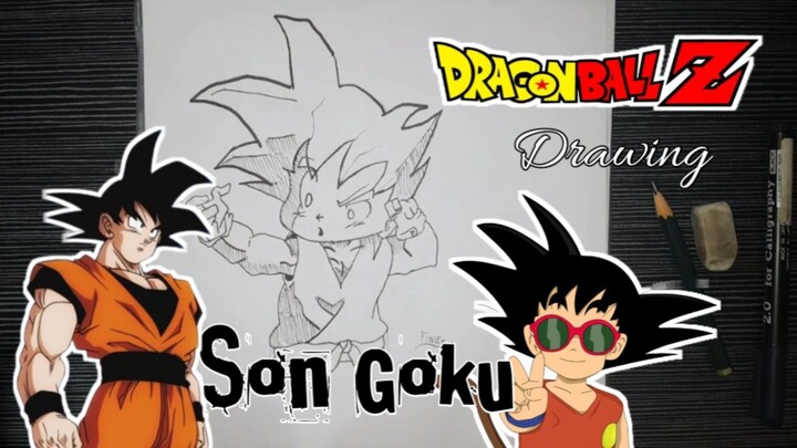 Menggambar character dari bangsa Saiyan yaitu Goku dari Anime Dragon Ball