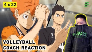 Volleyball Coach Reacts to HAIKYUU S4 E22 - Hinata's Ball Boy Training pays off with his defense