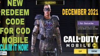 *December 2021* Call Of Duty Mobile New Redeem Code | Cod Mobile Redeem Code Garena