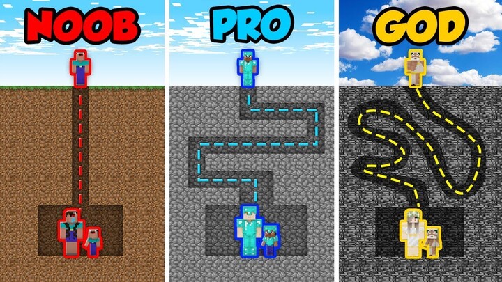 Minecraft: NOOB vs. PRO. vs. GOD: MAZE TO FAMILY CHALLENGE in Minecraft! (Animation)