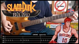 SLAM DUNK Opening - Kimi ga suki da to sakebitai 🏀 (BASS TABS) [lyrics + PDF]