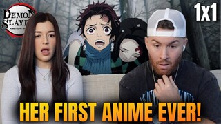 Showing My Girlfriend Anime for the First Time 😱 | Demon Slayer Reaction S1 Ep 1