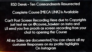 RSD Derek  course - Ten Commandments Resurrected download