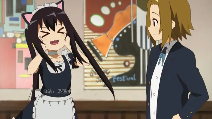 Azusa wearing a maid outfit and saying tongue twisters
