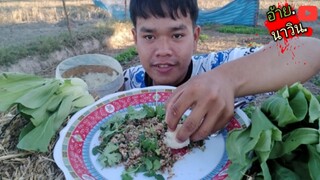 ก้อยไข่มดแดงกินแก้มกับผักกาดแซ่บๆนี้แหละอีสานแท้ๆ*อ้ายนาวิน
