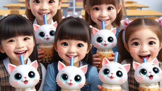 Trà sữa Bobo Milk Tea Cat bị chuột uống cạn, bé gái khóc thảm thiết🥺