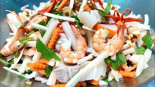 GỎI CHUỐI CÂY TÔM THỊT- Cách pha nước sốt trộn các Món Gỏi ngon xuất sắc, Young Banana Salad