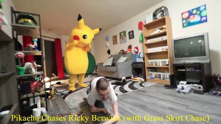 Pikachu Chases Ricky Berwick (with Grass Skirt Chase)