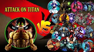 Shadow Fight 2 Eren Jaeger (Attack on Titan) vs All Bosses