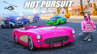 HOT PURSUIT ! MOBIL BARBIE MENGGEMPARKAN KOTA !! BUTUH 1000 POLISI UNTUK NANGKAP !!! GTA 5 ROLEPLAY