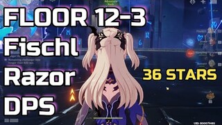 Fischl dps Spiral Abyss Floor 12-3 36 STARS! Razor 2nd half | Diona Viridescent Hunt for the WIN!