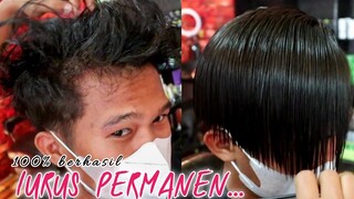 cara meluruskan rambut permanen, basah lurus kering berubah menjadi keriting