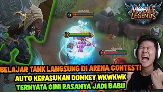 JEJE BELAJAR TANK LANGSUNG DI ARENA CONTEST! AUTO JADI DONKEY WKWK - Mobile Legends