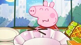 Animasi stop motion Peppa Pig. Tantangan makanan dengan warna berbeda