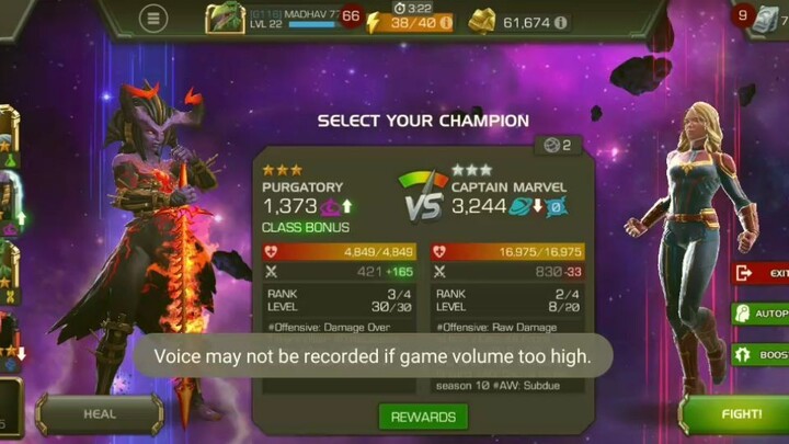 MCOC : PURGATORY V/S CAPTAIN MARVEL