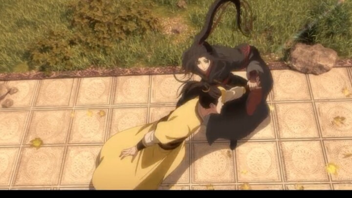 Wei Wuxian yang mengajari Jin Ling cara bertarung hahaha