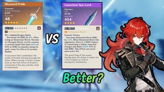 Diluc Luxurious Sea Lord Vs Skyward Pride (Damage Comparison) - Genshin Impact