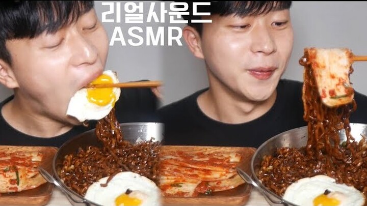 짜파게티 김장김치 리얼사운드 먹방*Black Bean Noodles and Kimchi ASMR Eating Sounds Mukbang eating show