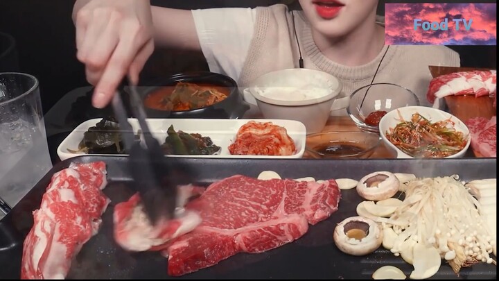 Món Hàn : Thưởng thức bò cùng nấm nướng 1 #bepHan