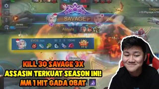 LING KILL 30 + SAVAGE 3X ! ASSASIN TERKUAT SEASON INI GILA - Mobile Legends