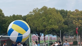 Playing a very new kind of volleyball