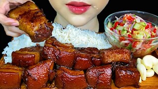 Braised Pork Belly, Cucumber Salad * MUKBANG SOUNDS *