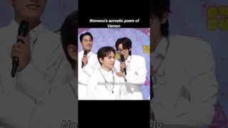 Not him being embarrassed right after 😄 #seventeen #wonwoo #vernon #mingyu #scoups