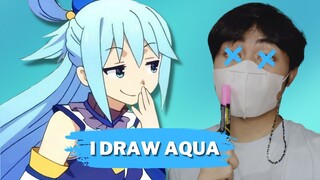 The Useless Goddess 🤣🤣🤣 Aqua on a White Board | KonoSuba Fanart #MyBlueHairWaifu