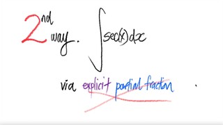 Alternate: trig integral  ∫sec(x) dx withOUT explicit partial fraction