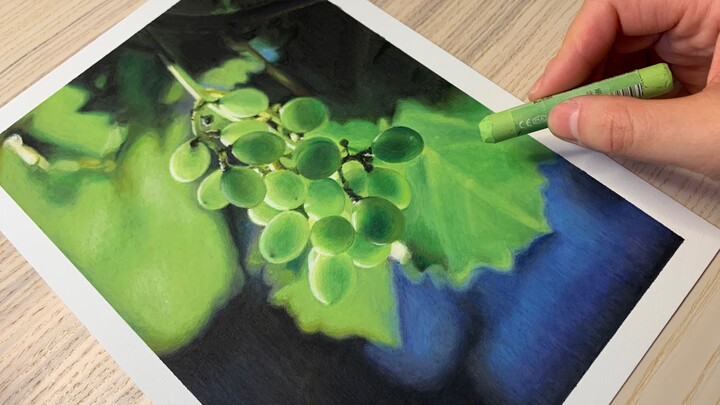 [สีน้ำมัน｜องุ่น] ภาพวาดมือประจำวัน｜ภาพวาดปลาวาฬน้อย