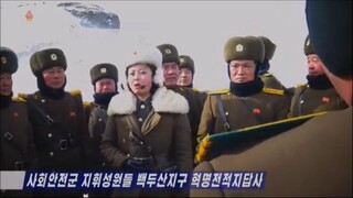 Caravana pelos locais de batalha revolucionária da zona do monte Paektu
