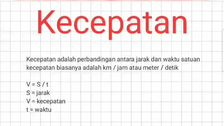 Materi Matematika Tentang Kecepatan