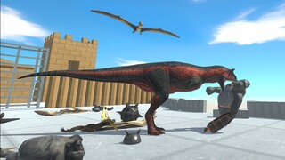 CARNOTAURUS and PTERANODON Team on High Cliff vs All Factions - Animal Revolt Battle Simulator