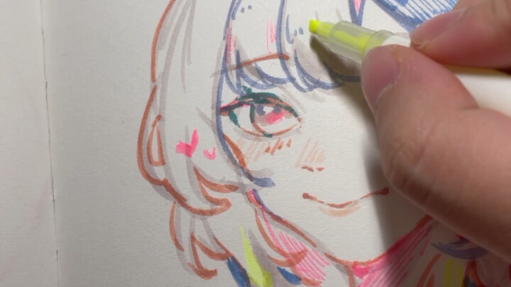 [Hand-painted] Gentle strokes of highlighter pen
