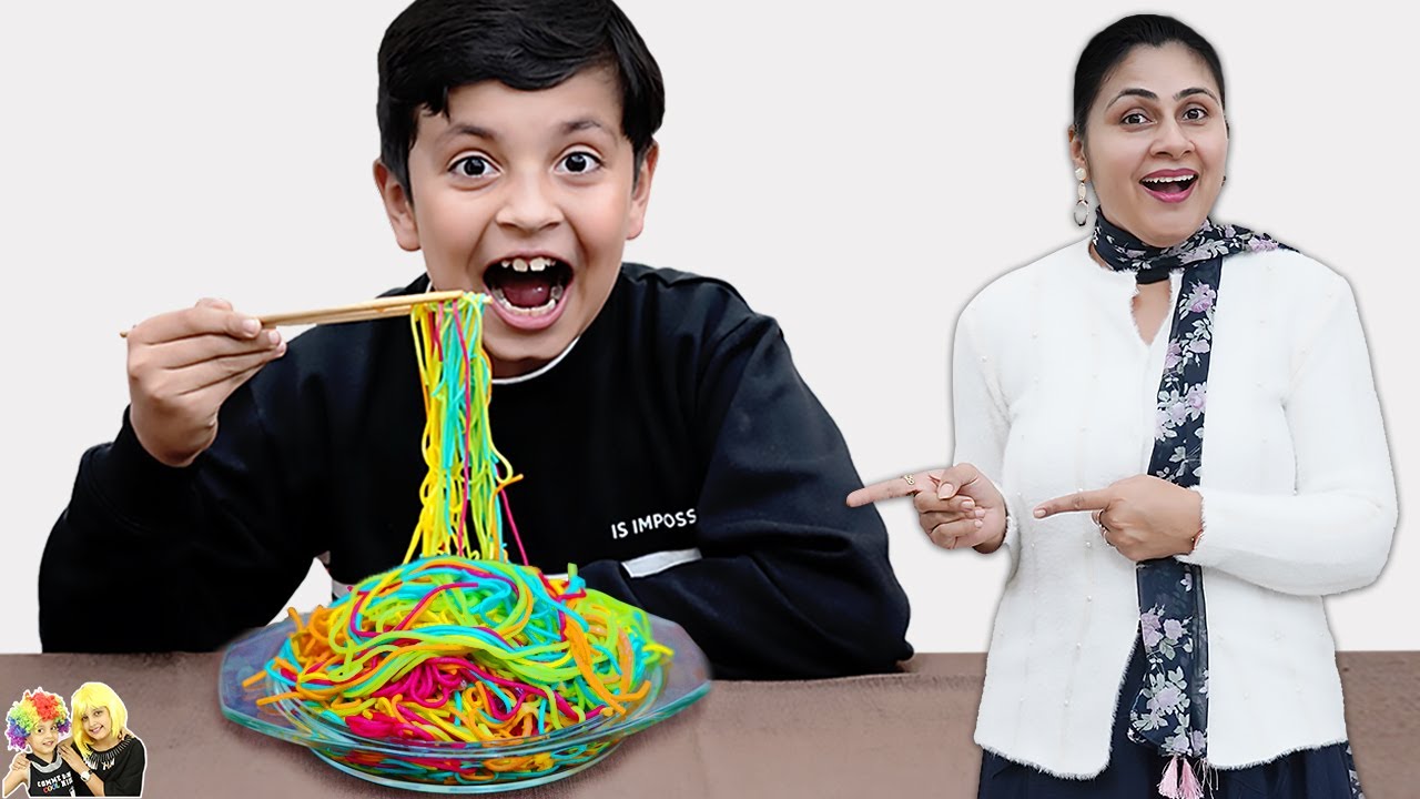 AAYU KI RAINBOW NOODLES | Chowmein vs Colored Noodles | Aayu and Pihu Show  - Bilibili
