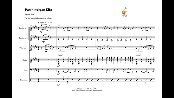 Paninindigan Kita by Ben and Ben - Rondalla Score