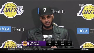 Carmelo Anthony says there're no words to describe LeBron's greatness! | Lakers def Warriors 124-116