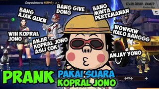 PRANK GLOBAL PAKE SUARA KOPRAL JONO DI KIRA ASLI |FREE FIRE INDONESIA