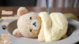 Cutest "bear covered in egg blanket" rice, wasted 100 eggs to do this!