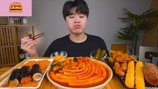 Ăn và cảm nhận mì cay, kimbap, tokboki siêu to #anngon