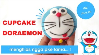 Cara hias Cupcake karakter Doraemon Fondan !