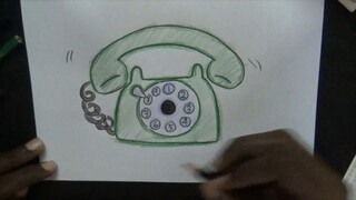 Draw Cartoon Old school telephone