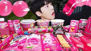 ASMR MUKBANG | 편의점 꿀젤리 핑크 디저트 먹방 불닭 딸기맛 초콜릿 & PINK DESSERT HONEY JELLY CANDY